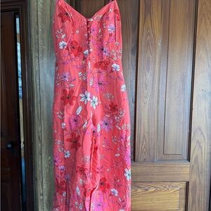 Banana Republic Coral Floral Strapless Jumpsuit
